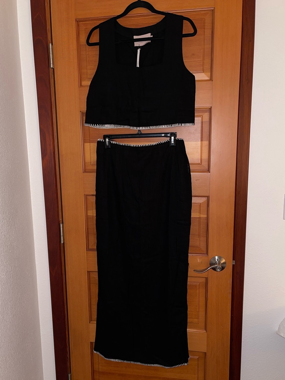 Sleeveless Black Two-Piece Skirt Set with Contrast Trim - NWT - Medium OR Large